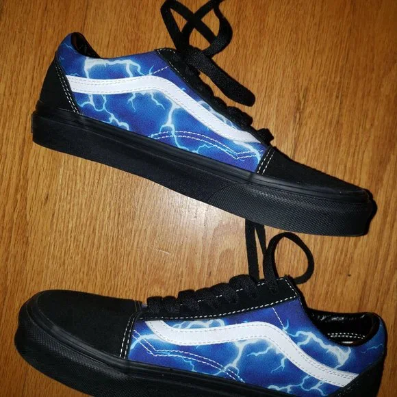 Vans Old Skool Sneakers Mens Womens Electric Blue, White and Black